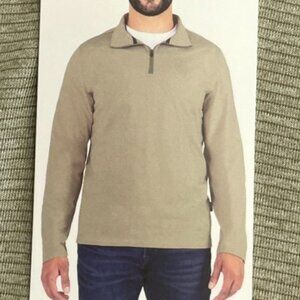 NEW Gerry Men's L Long Sleeve 1/4 Zip Pullover Polyester Spandex  Mock neck Tan